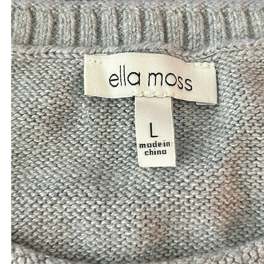Ella Moss Heather Gray Crewneck Sweater High-Low Side Slit Size L 1397 - Picture 3 of 9